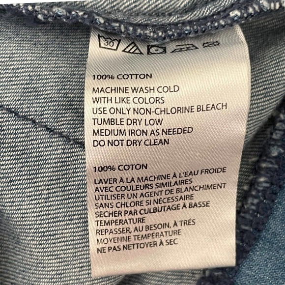 BDG Urban Outfitters Blue Chambray Cuffed Short Pockets Overalls Romper Small - Picture 7 of 7